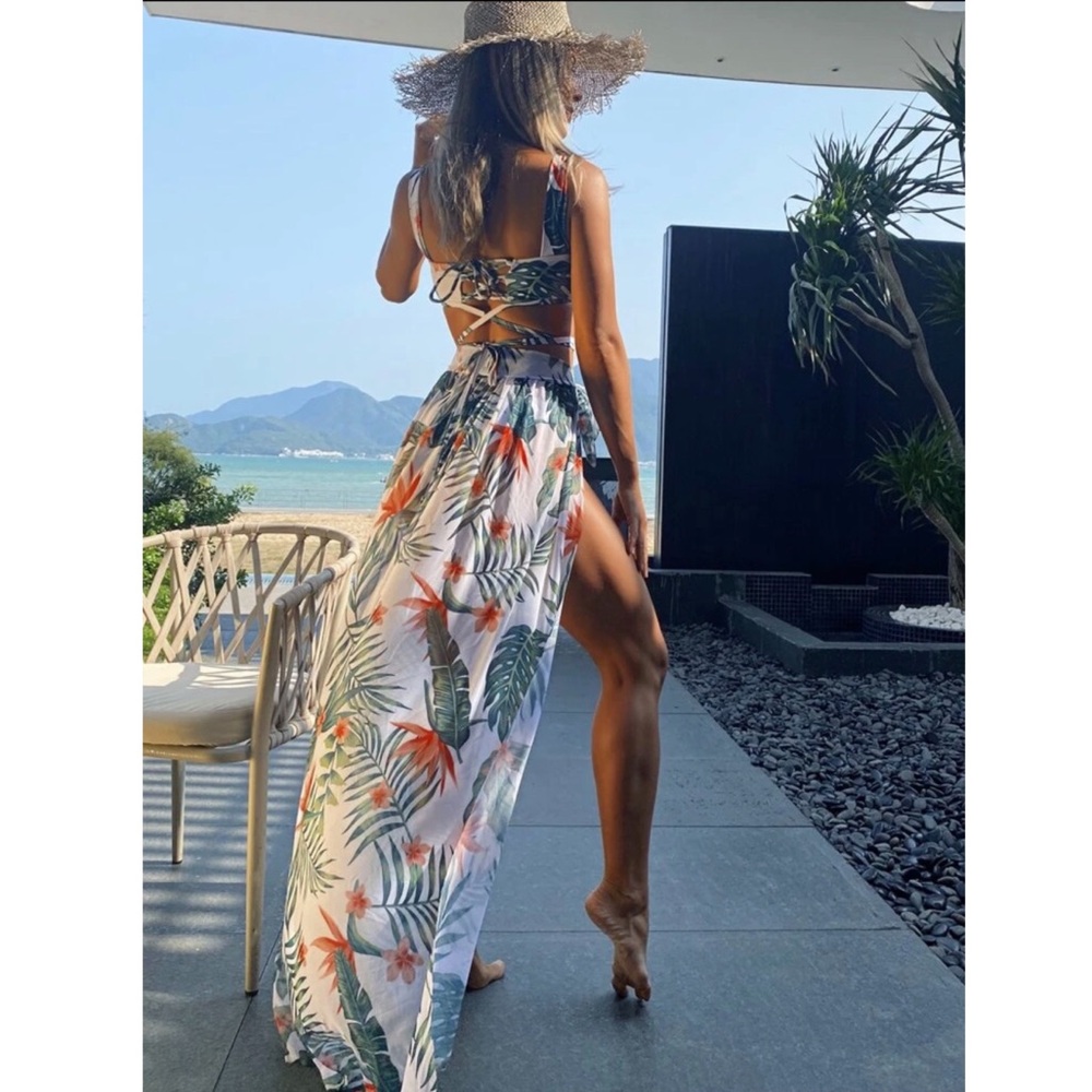 3 piece tropical boho swim set NEW